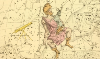 亚历山大·贾米森1822年绘制的星图显示了赫舍利望远镜星座，讽刺的是，这里用的是折射望远镜。