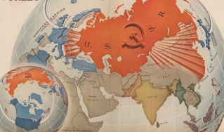 苏联和西方控制的国家的彩色地图