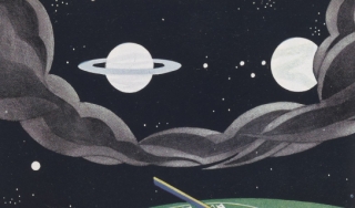 从赫拉克勒斯粉末公司的广告中绘制外太空和行星