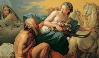 18世纪希腊女神厄俄斯和泰索尼斯的神话绘画