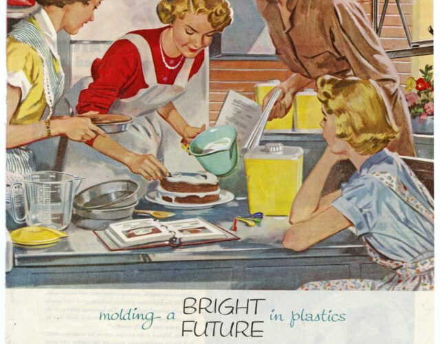 杂志广告显示家庭在厨房