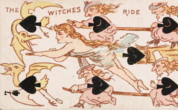黑桃卡7背部显示巫师用金鸟搭扫帚